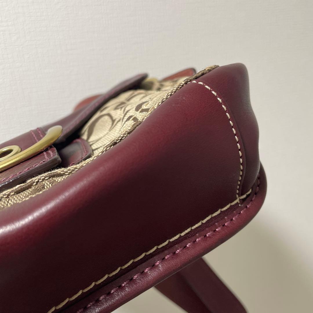 コーチ ソーホー ショルダーバッグ シグネチャー柄 バーガンディレザー