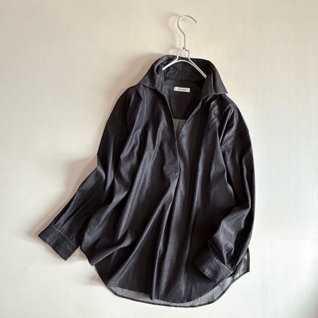 極美品 ラウンジドレス スキッパー シャツ デニム フリーサイズ ワイド