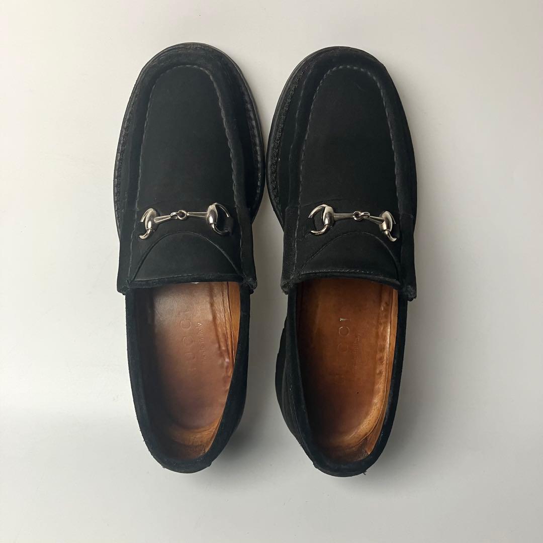 美品】GUCCI ラグソール スクエアトゥ ホースビットローファー 22.5黒