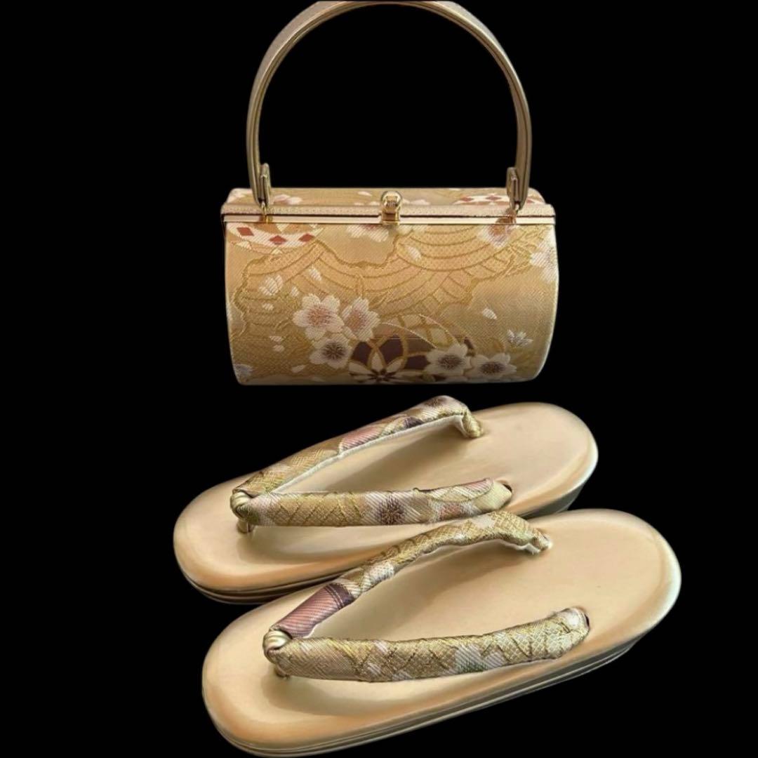 ★和装バッグ★草履セットゴールド 着物 成人式 結婚式 冠婚祭 振袖 卒業式 和装バッグ 草履バッグ セット バッグセット フォーマル 礼装 袖 前