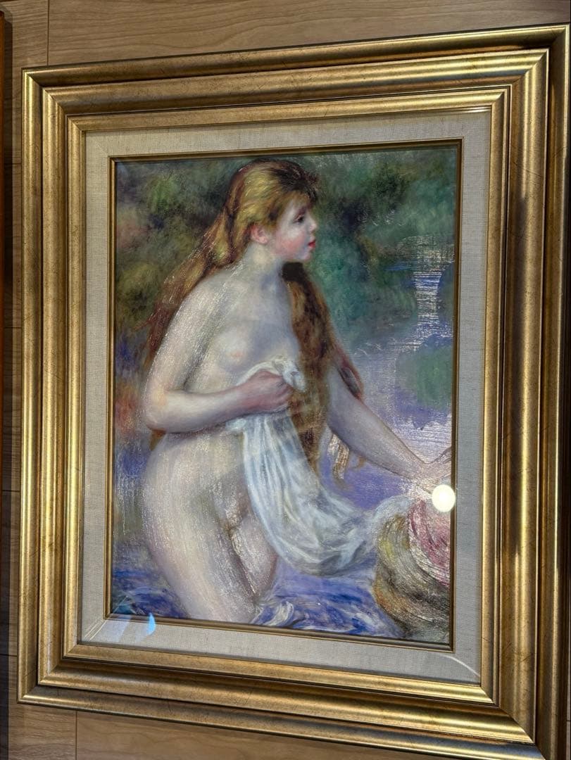 長い髪の浴女 水浴する長い髪の女性 複製画 ルノワール 絵画 複製画 ルノワール 「長い髪の浴女」 6号 立体複製名画 【5％ポイント還元中