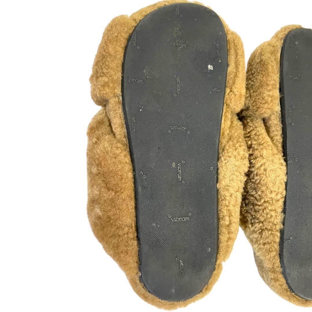 美品】JIL SANDER ファーサンダル ブラウン 24cm クロスデザイン