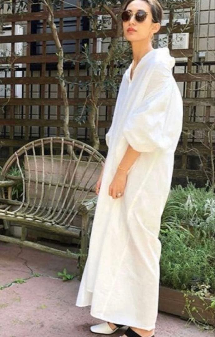 TEN× Ron Herman カフタンドレス ホワイト 長袖 スタンドカラー - メルカリ