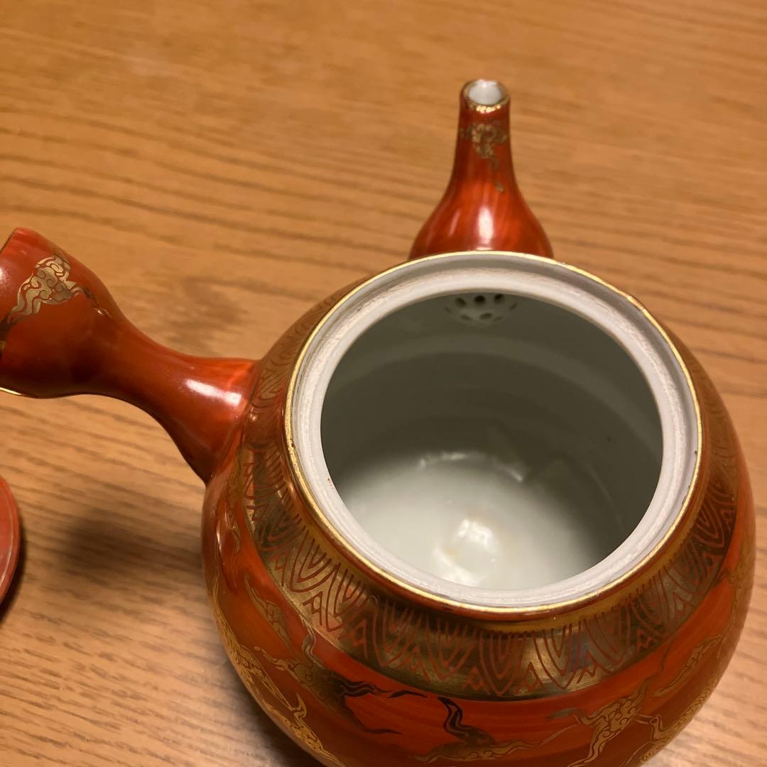 和製アンティーク 九谷赤地金彩急須 湯呑5個 セット - メルカリ