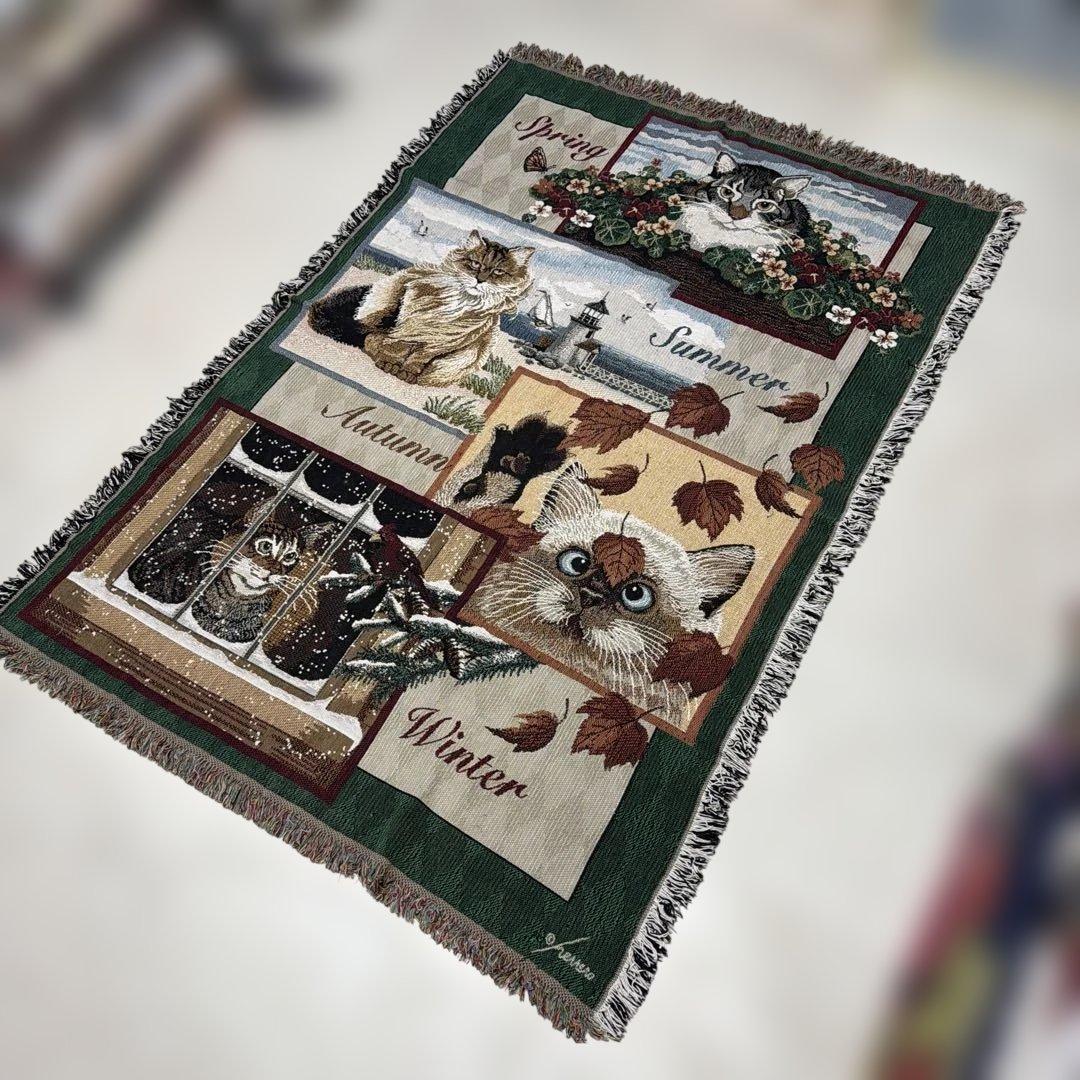 四季 猫 マルチカバー ソファカバー ヴィンテージラグ 171x118 - メルカリ