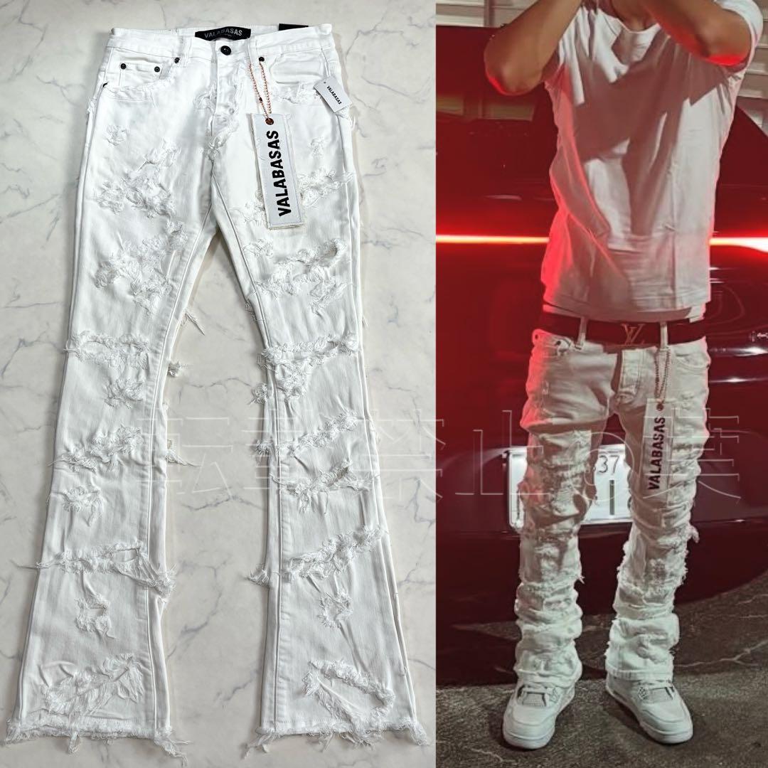 valabasas バラバサス クラッシュスキニーフレアデニム ホワイト 30