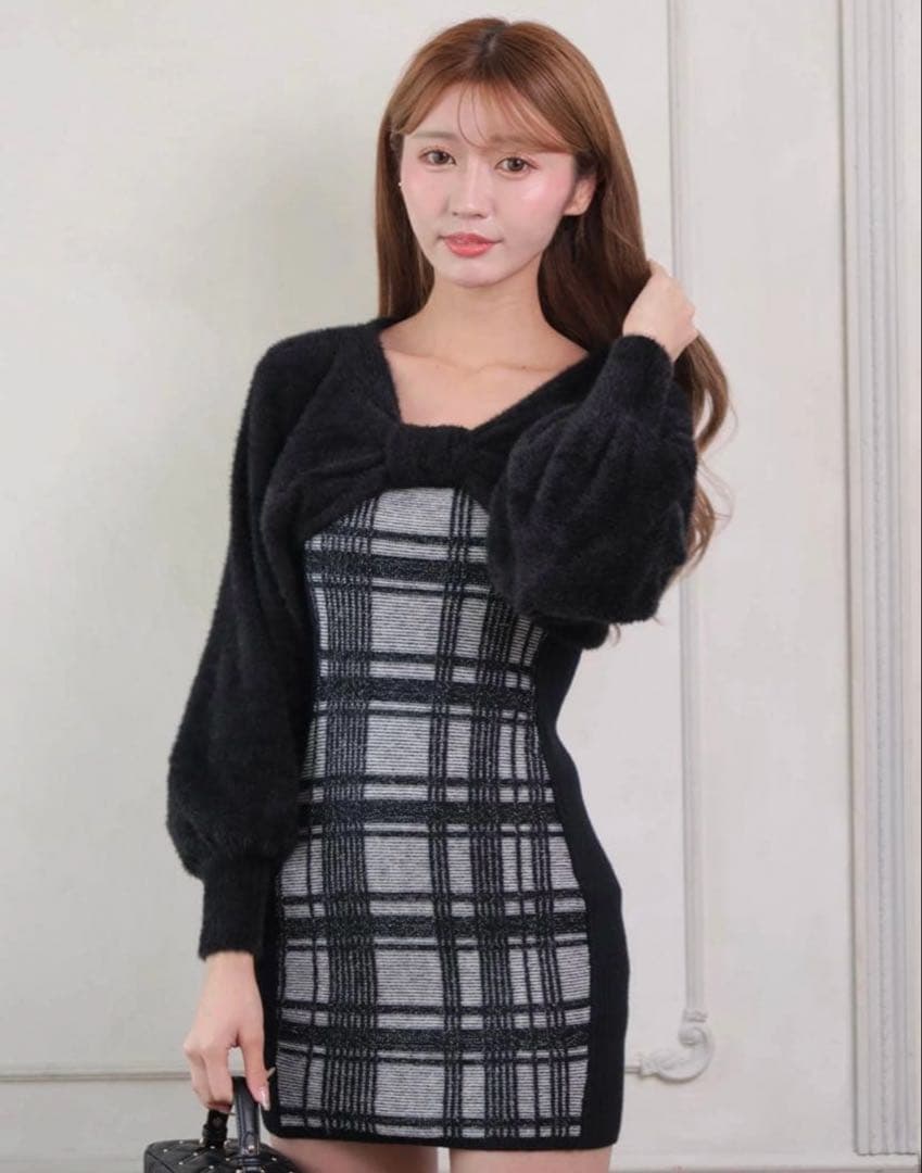 lip service リボンフェザーアンサンブルニットワンピース LIP SERVICE（リップサービス）｜ リボンフェザーアンサンブルニット