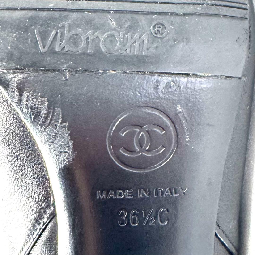 【CHANEL】シャネル（23.5cm）ニーハイブーツ ココマーク ラムスキン