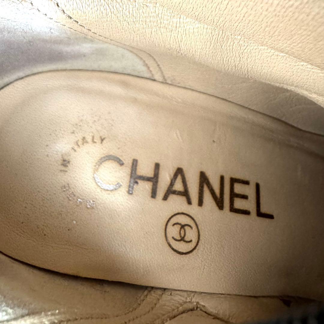 【CHANEL】シャネル（23.5cm）ニーハイブーツ ココマーク ラムスキン