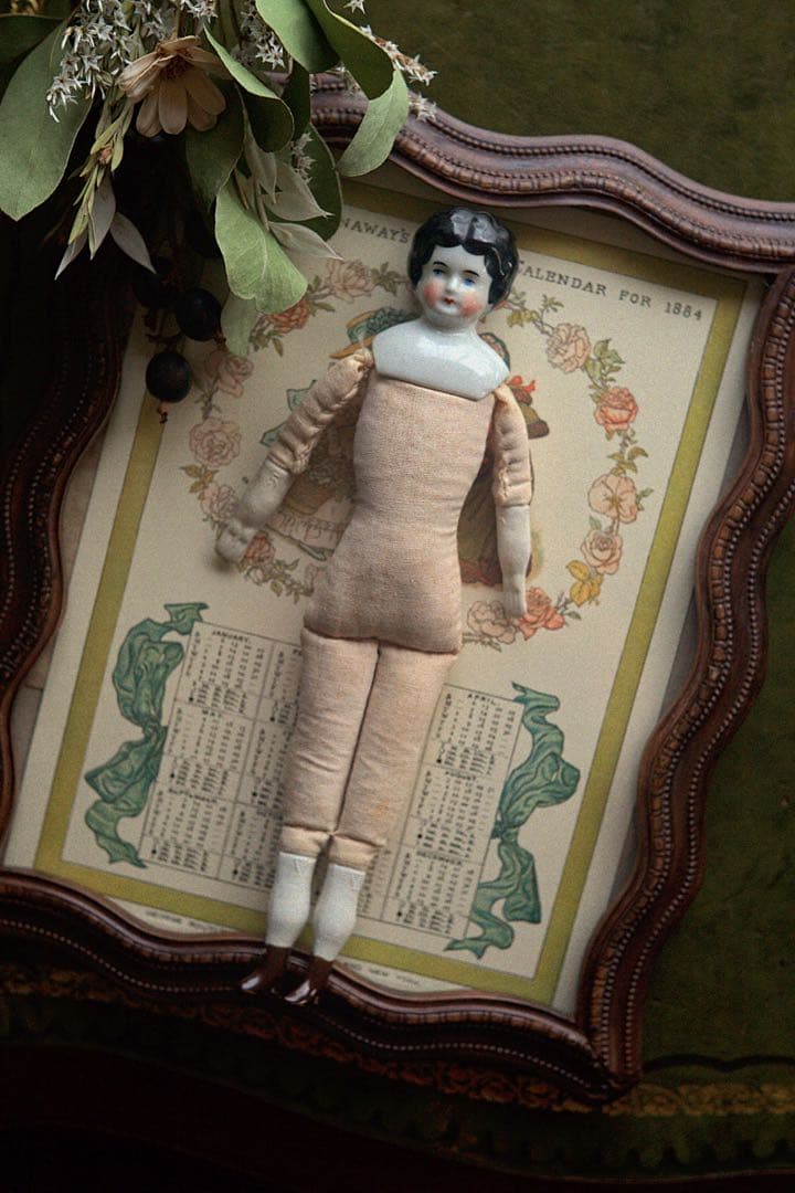 アンティーク チャイナヘッドドール ビスクドール ブロカント ドールハウス ドイツ製 チャイナヘッドドール ビスクドール 12.5cm アンティーク