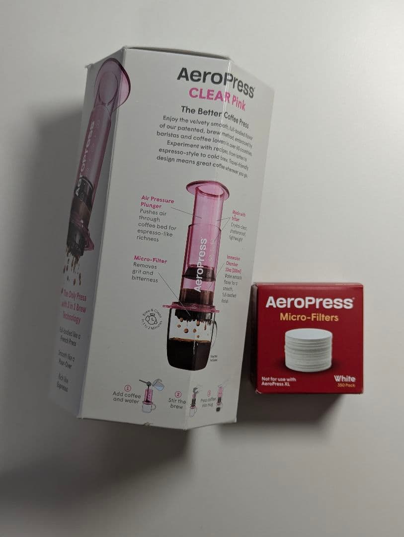 AeroPress エアロプレス　ピンク　ステンレスフィルター付き Amazon｜【国内正規品】 エアロプレス (AeroPress) 本体 エアロプレス