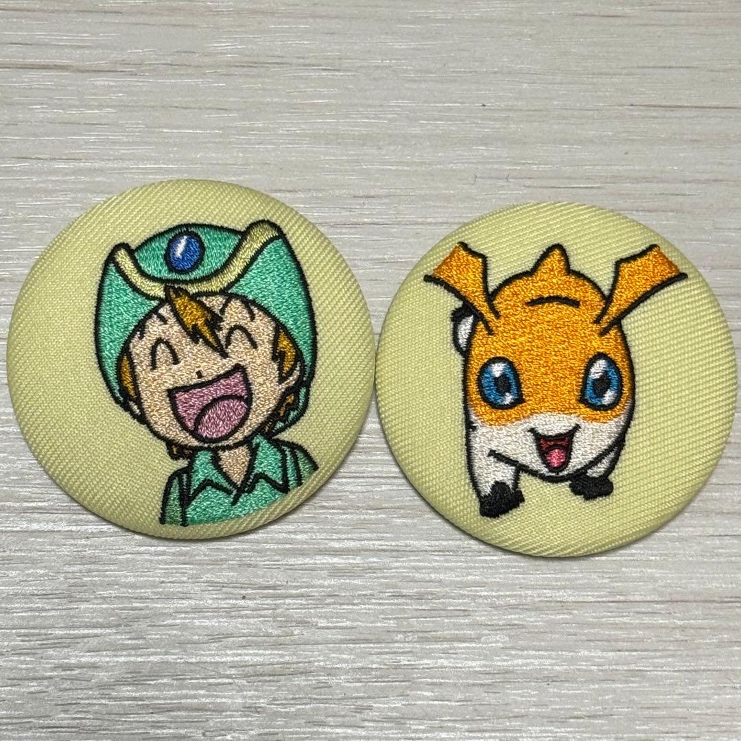 デジモンアドベンチャー 刺繍缶 バッチ パタモン 高石タケル セット
