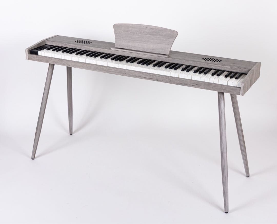スタンド付き 電子ピアノ88鍵盤 給電タイプ 木目調ボディ グレー