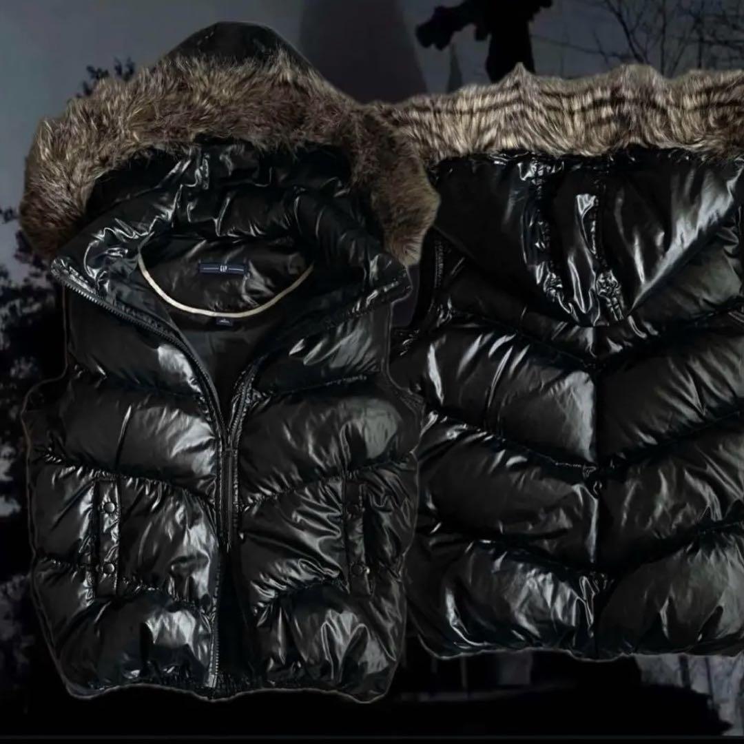 最安値❗️ 00s Y2K ファーダウンベスト 平成 グランジ ギャル男 お兄