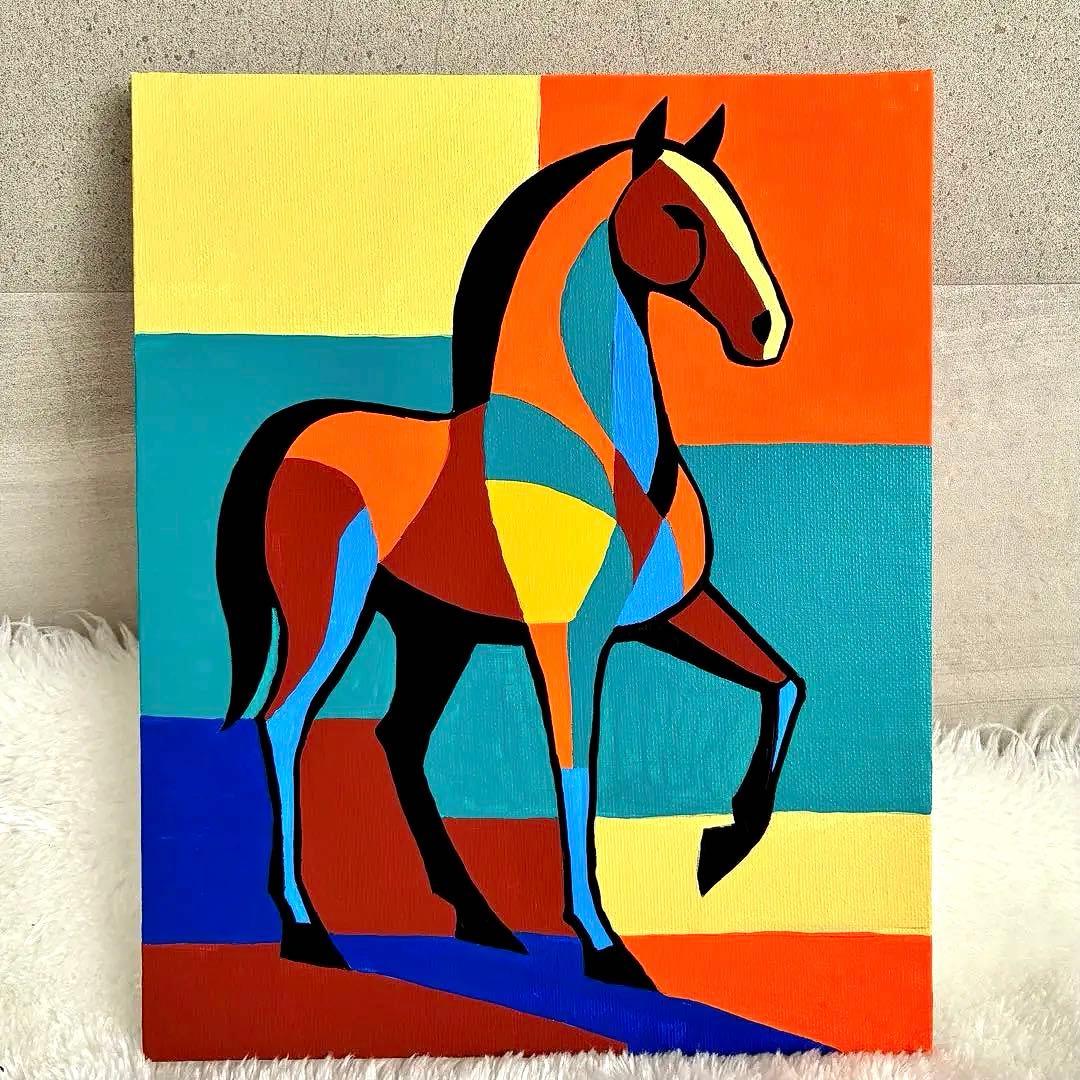 馬】絵画 キャンバスアート アクリル画 原画 - メルカリ