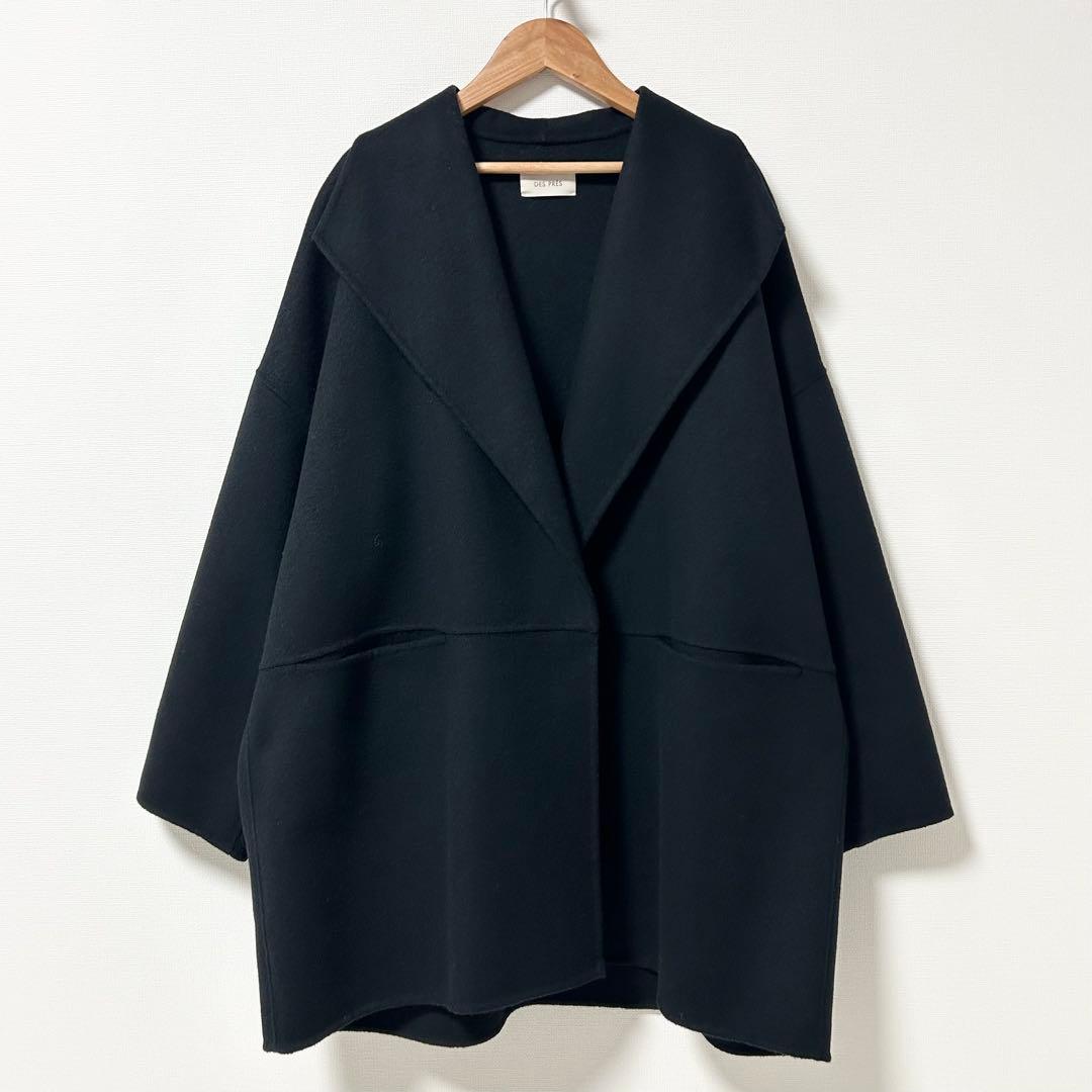 美品✨DES PRÉS ダブルフェイスメルトンビーバー ショートコート　ブラック 一部WEB限定】ダブルフェイスメルトンビーバー ショートコート