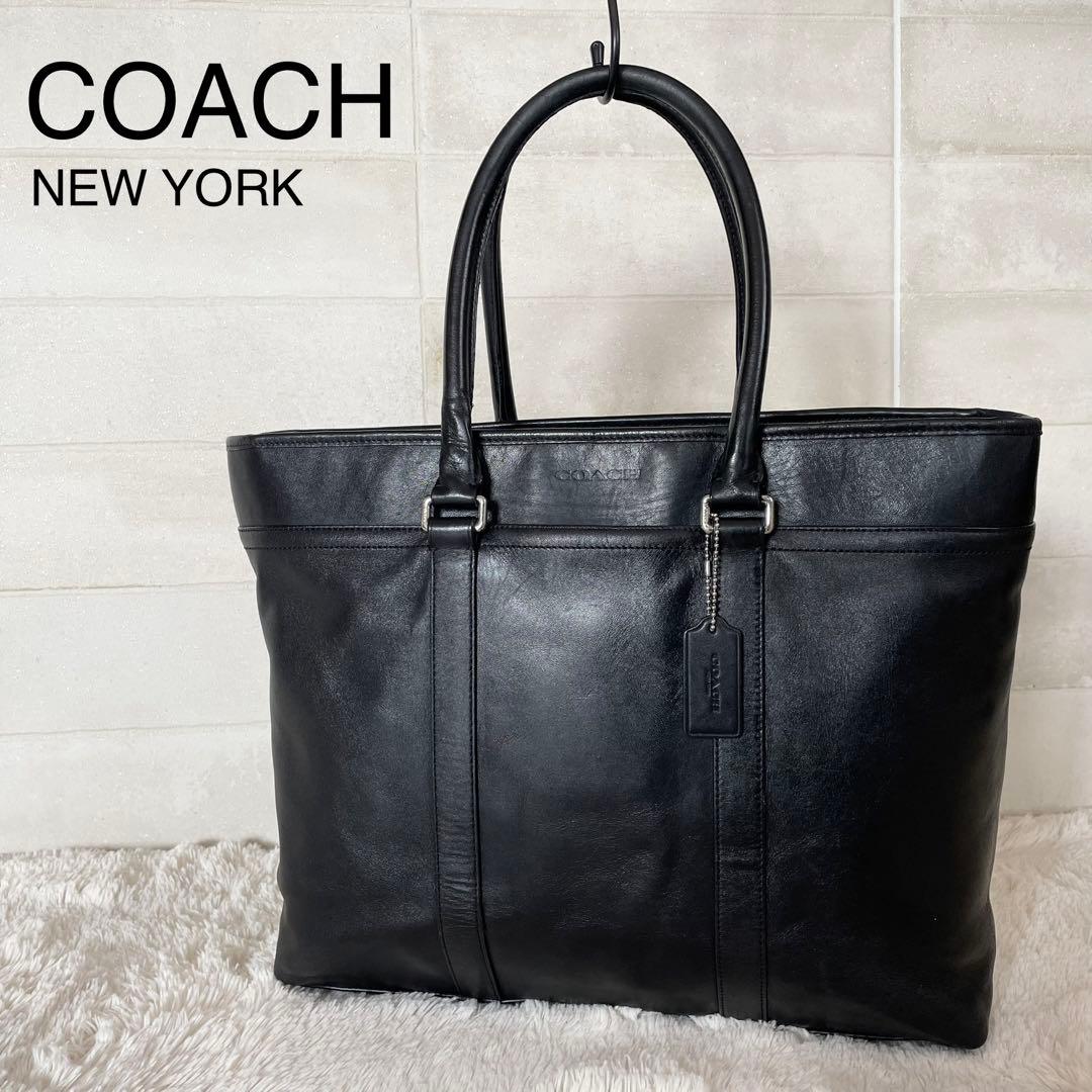 COACH コーチ トート ビジネス バッグ レザー ブラック 黒 A4収納可能