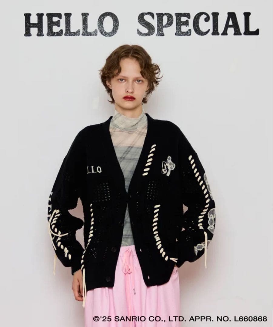 ハローキティ × メゾンスペシャル クロシェライクニットカーディガン