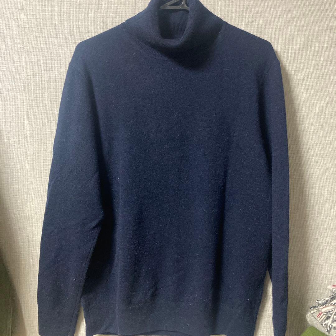 UNIQLOユニクロ カシミア100%タートルネックセーターニット紺M - メルカリ