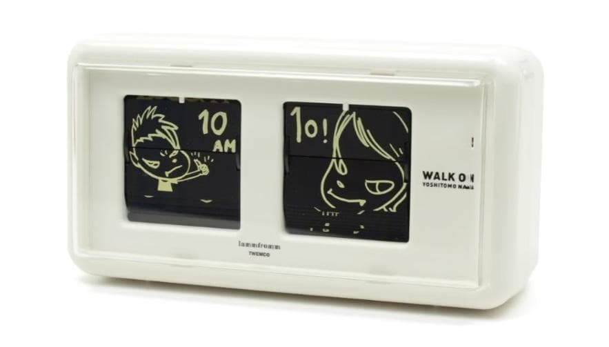 奈良美智 パタパタクロック WALK ON ホワイト ラムフロム 限定 自宅にいながら多数のドローイング作品を楽しめる「奈良美智 パタパタ