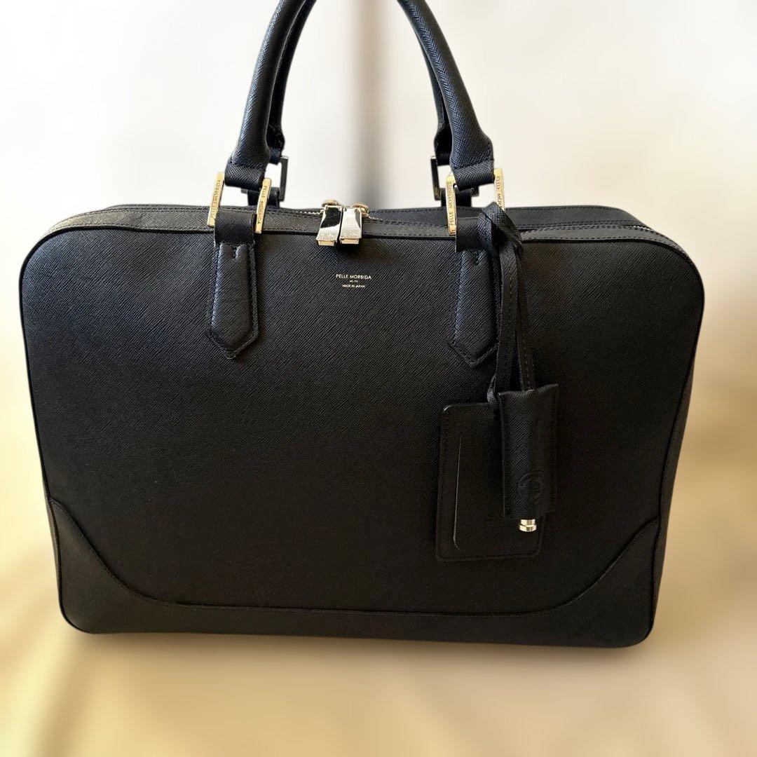 人気✨ペッレモルビダ ビジネスバッグ ネイビーレザー 2層 パソコン