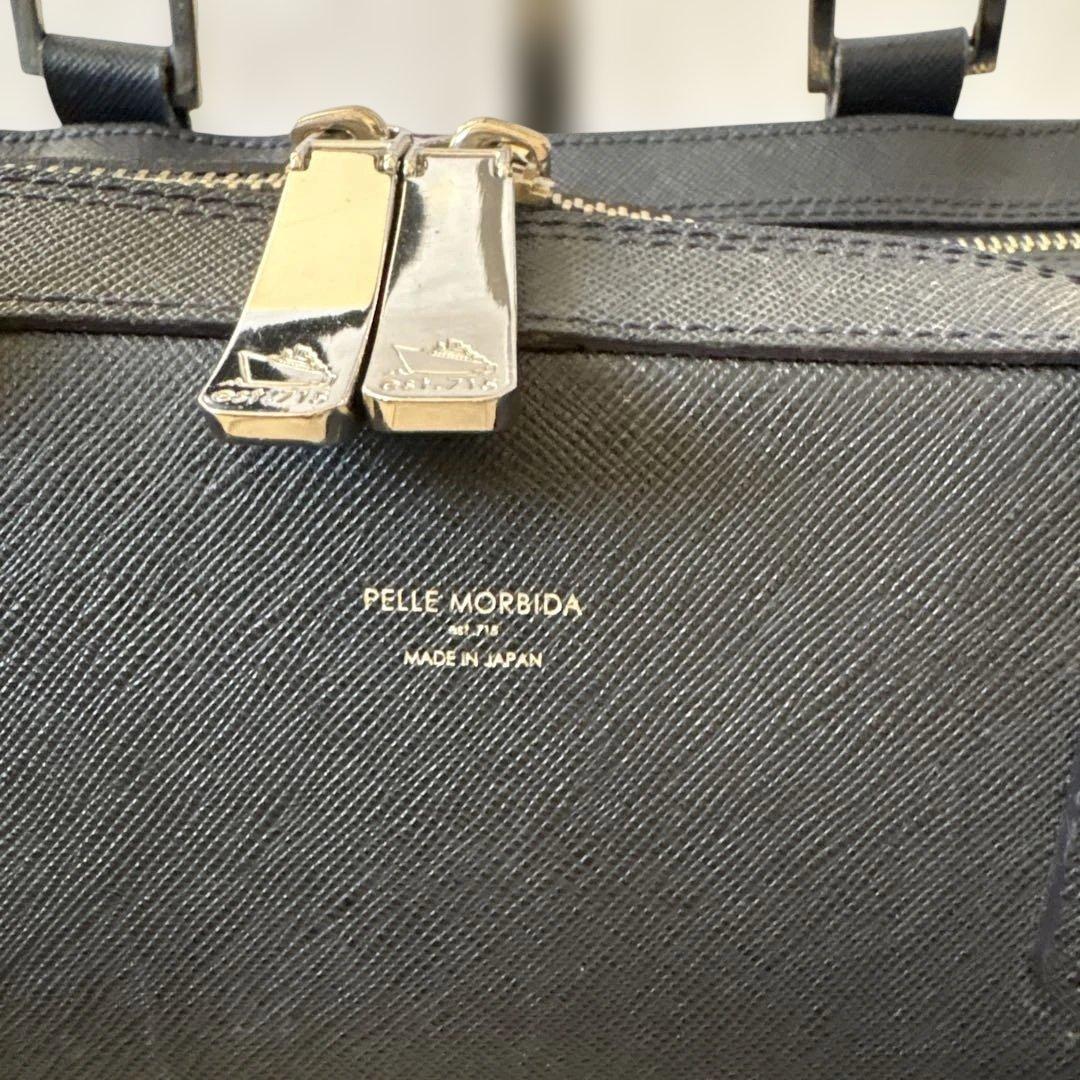 人気✨ペッレモルビダ ビジネスバッグ ネイビーレザー 2層 パソコン