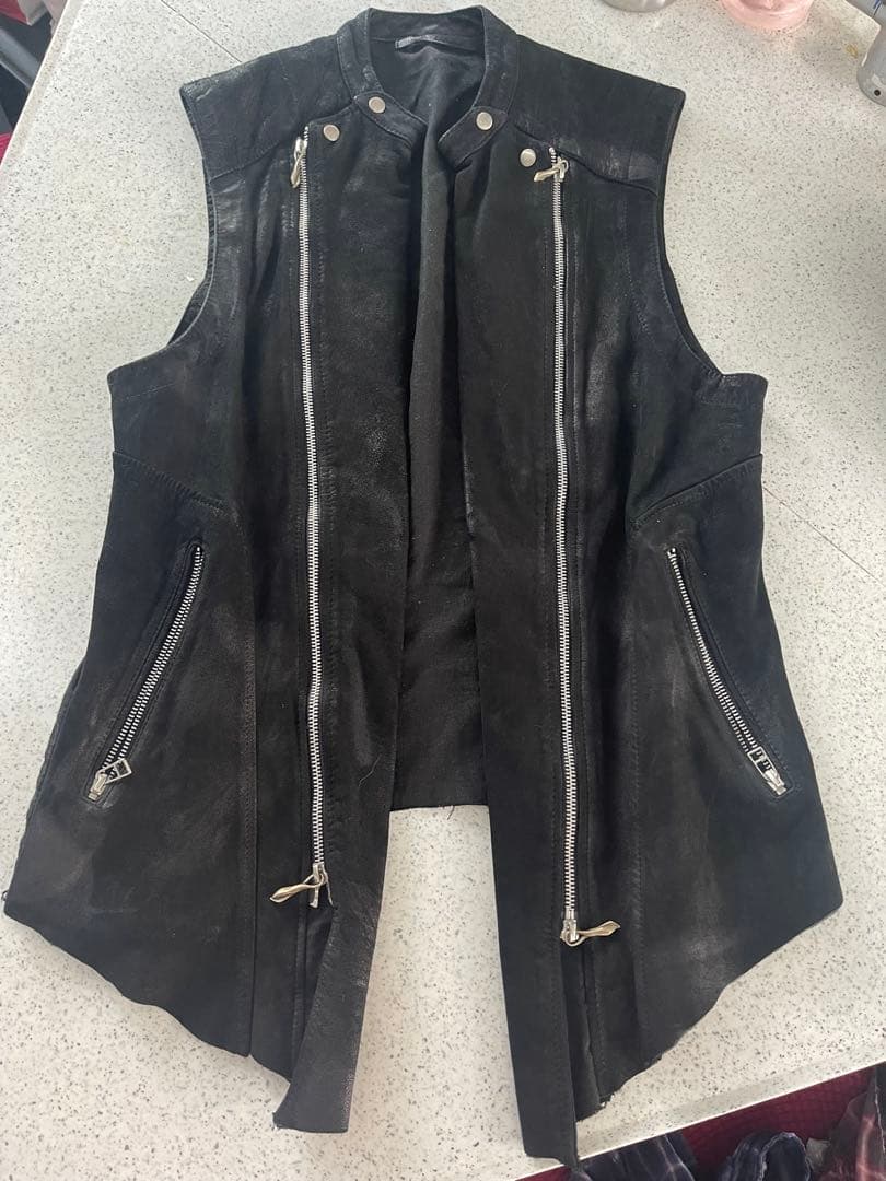 激レア着画あり　14th addiction レザーベスト 14th Addiction cross zip jacket Cross zip jacket with full front