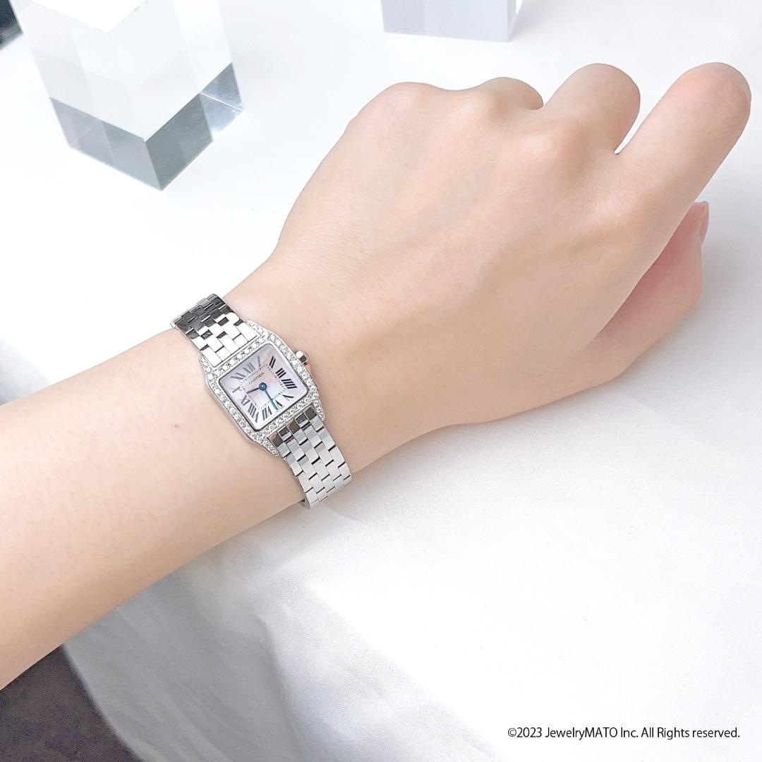 鑑別書付き】カルティエ 腕時計 サントスドゥモワゼル SM ピンクシェル