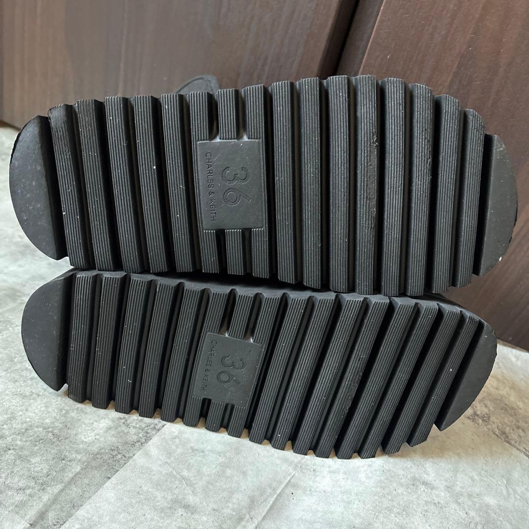 チャールズ&キース ファーブーツ スノーブーツ ショート ブラック 23cm