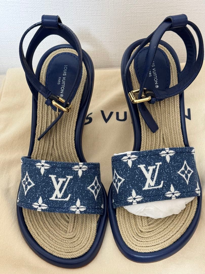 ルイヴィトン モノグラム デニム マイアライン ウェッジソール