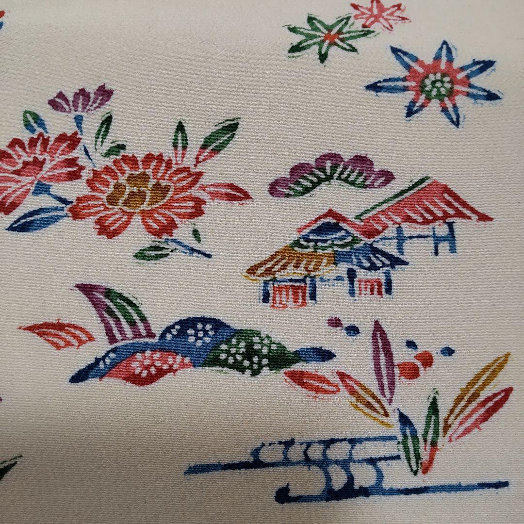 正絹 民芸紅型 流水家花柄 着尺 反物（106） - メルカリ