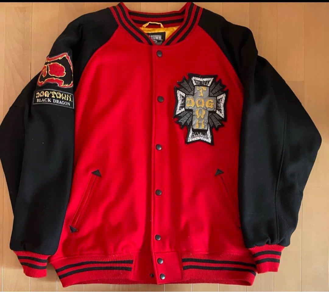美品★DOG TOWN スタジャン XL ブラックドラゴン　 レッド/ブラック 希少 ヴィンテージ 90年代 ドッグタウン ブラックドラゴン スカジャン