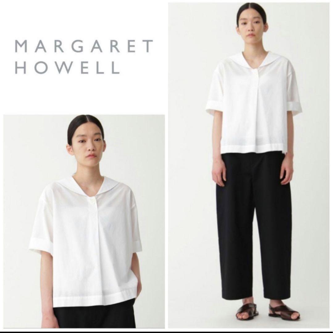 マーガレットハウエル セーラーカラーブラウス シャツ リネンブレンド