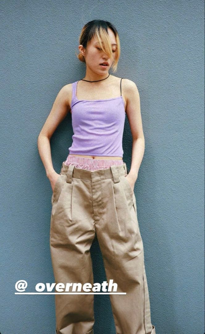 OVERNEATH RIB TOP LAVENDER - メルカリ