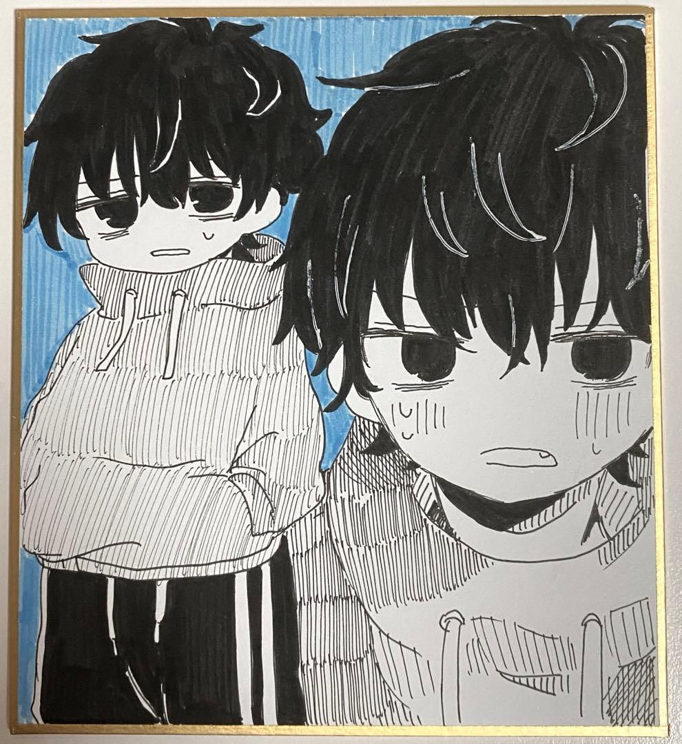 手描きイラスト ミニ色紙 オリジナル 男の子 - メルカリ
