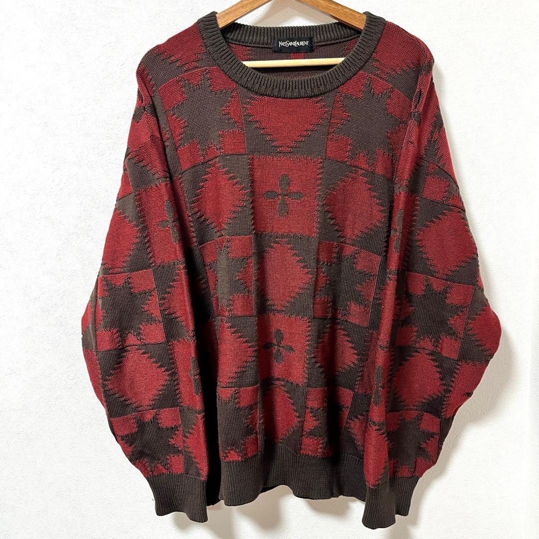 《Yves Saint Laurent》OLD 90-00's 総柄ニット