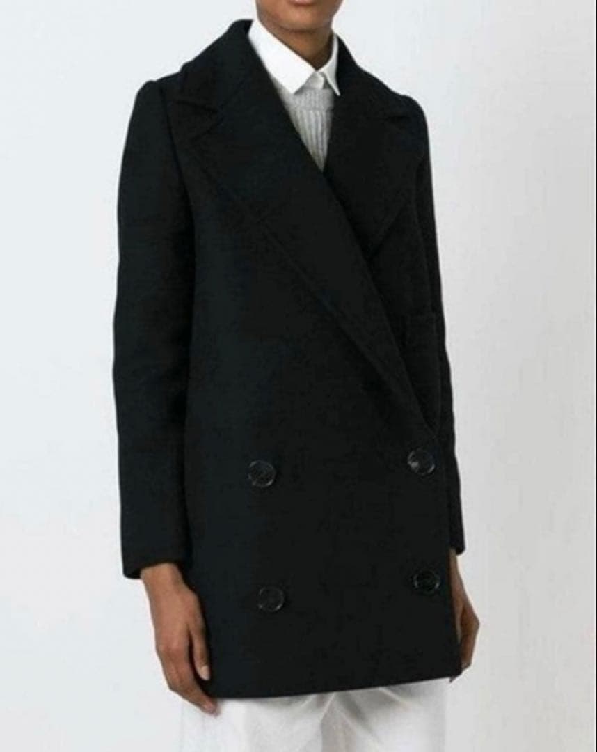 ステラマッカートニー ウールメルトン ダブル チェスターコート 黒36