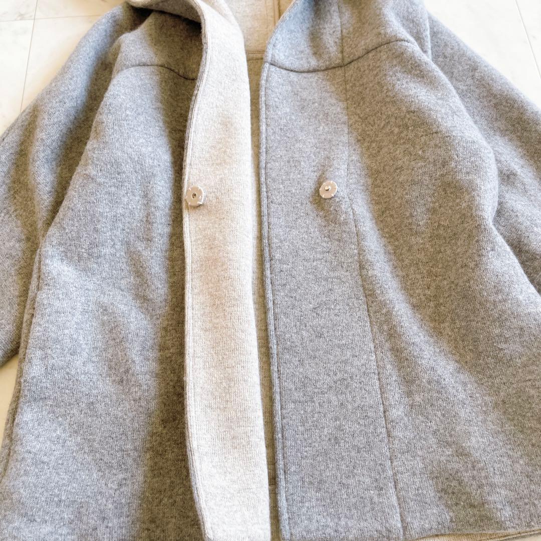 セオリーリュクス ウール混フーデットコート ニット バイカラー 38