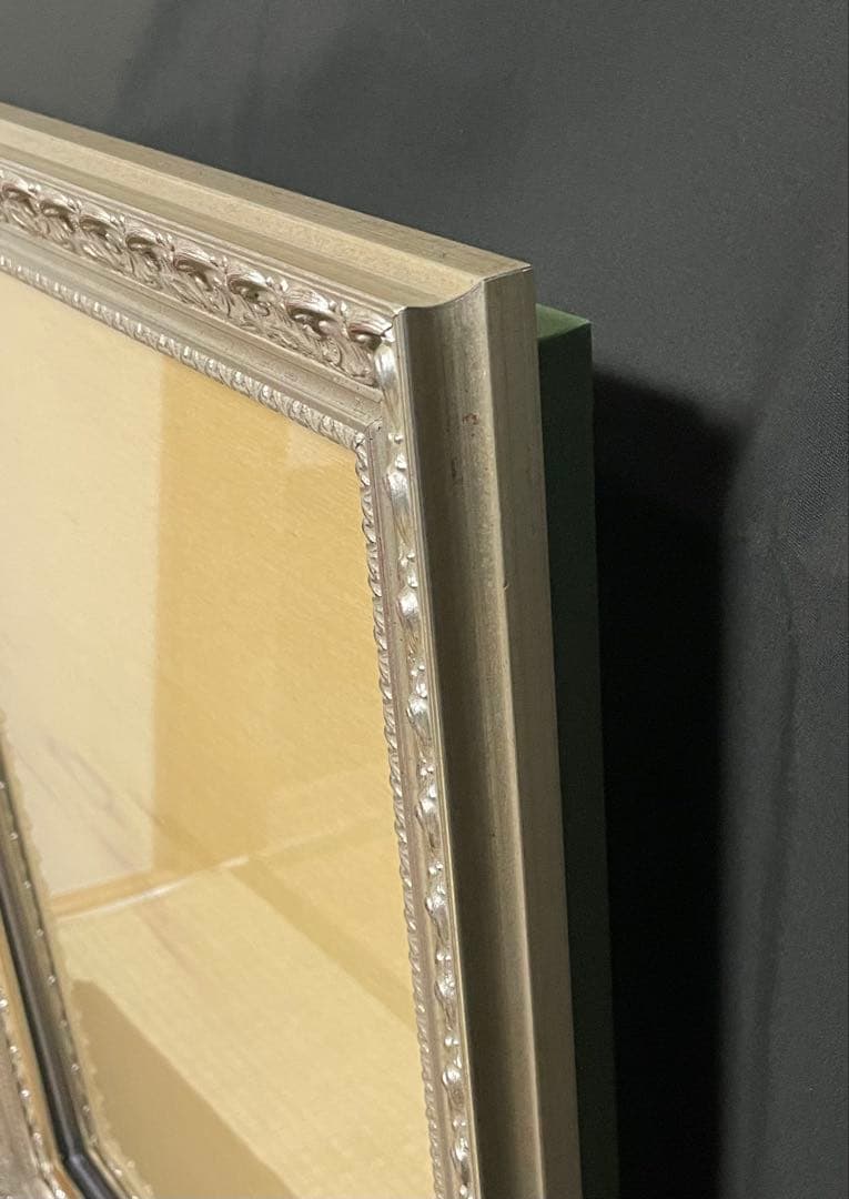 油彩額縁 P15 オーダー額縁 シルバー装飾 アンティーク調 木製