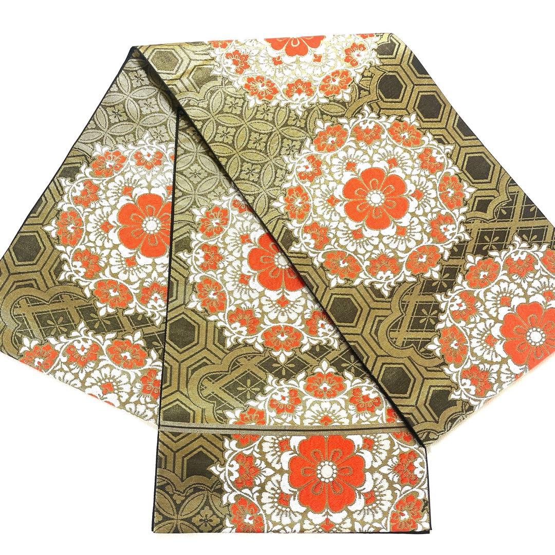 帯6537 ○川島織物謹製 高級 正絹 六通 袋帯 花文 華文 - メルカリ