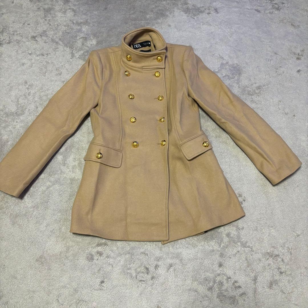 完売品】ZARA ナポレオンコート 金ボタン ウール MANTECO ベージュ