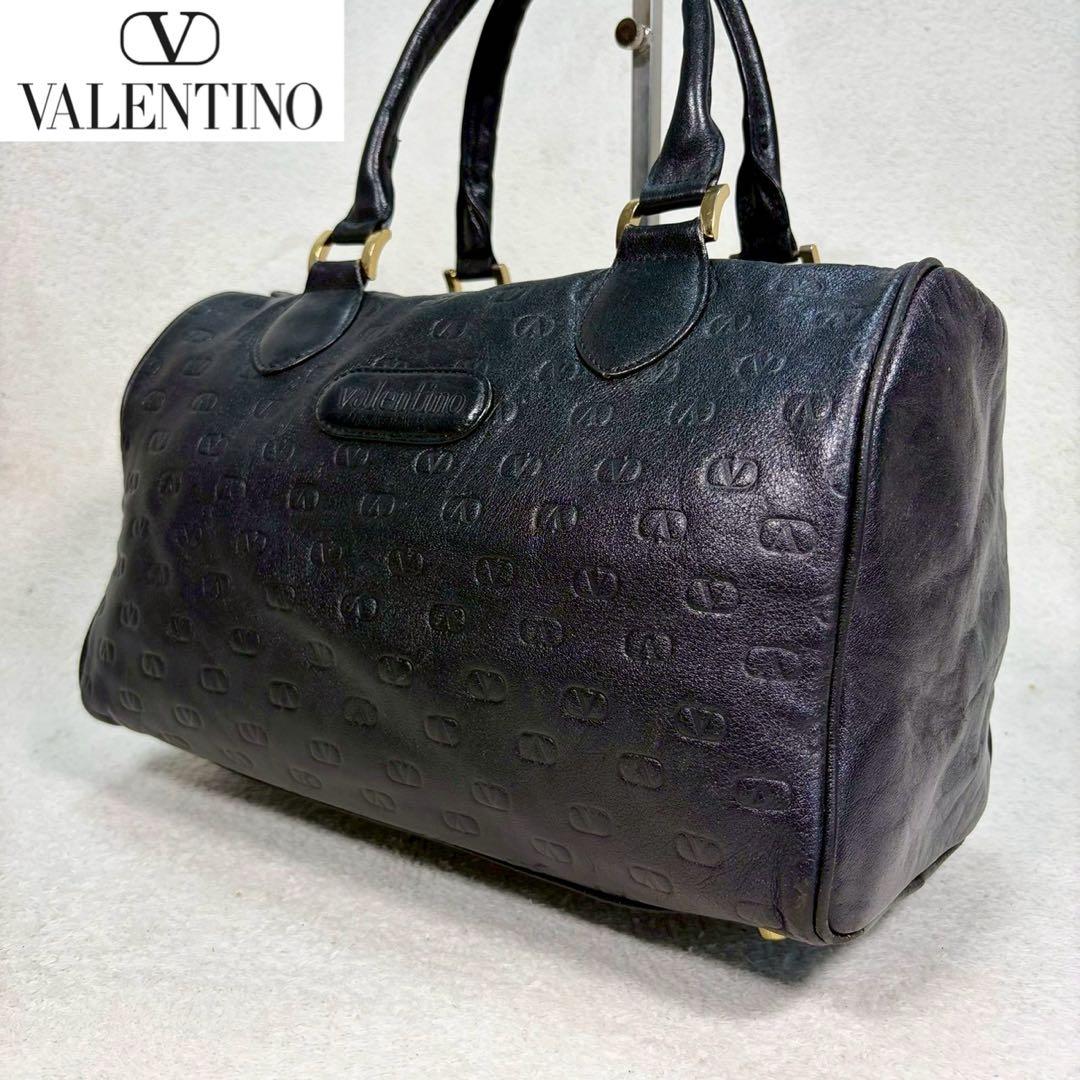 【美品✨】ヴァレンティノ　ミニボストンバッグ　ハンドバッグ　総柄　レザー　黒 ☆Valentino☆セール！VLOGO ミニボストンバッグ (VALENTINO