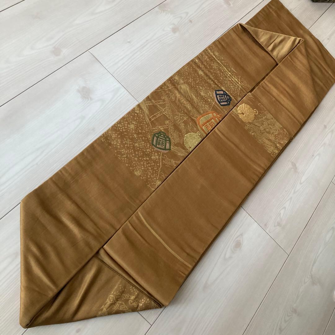 アンティーク名古屋帯　鈴の織り出し　正絹　　上質　しつけ糸付　No.6-26