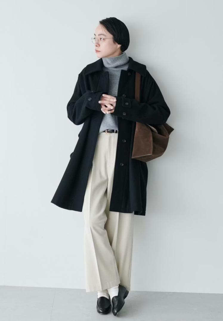 北欧暮らしの道具店バックベルトのウールコート / foufouコラボ 当店限定】「シックに、かろやか」バックベルトのウールコート