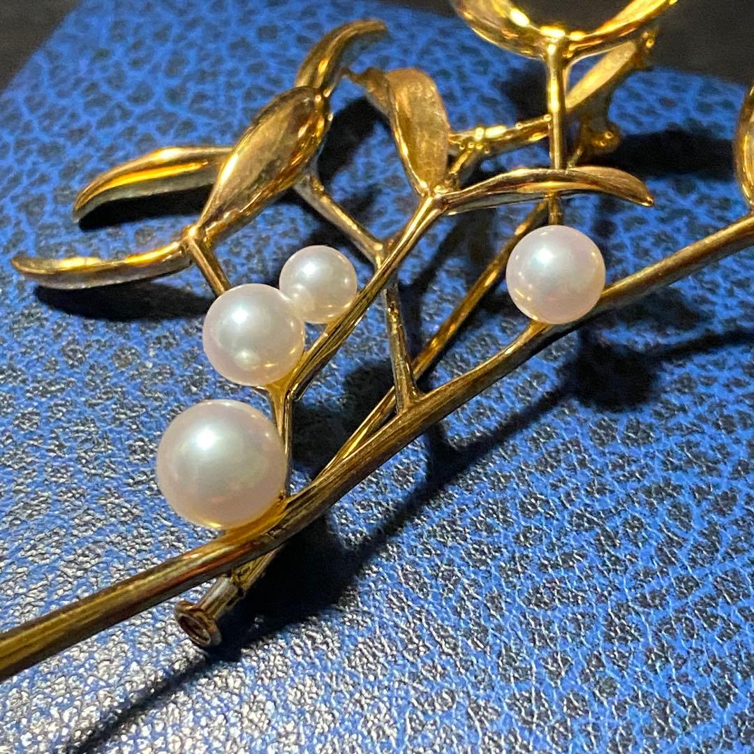 MIKIMOTO ミキモト ブローチ K18 18金 パール 真珠 ヤドリギ - メルカリ