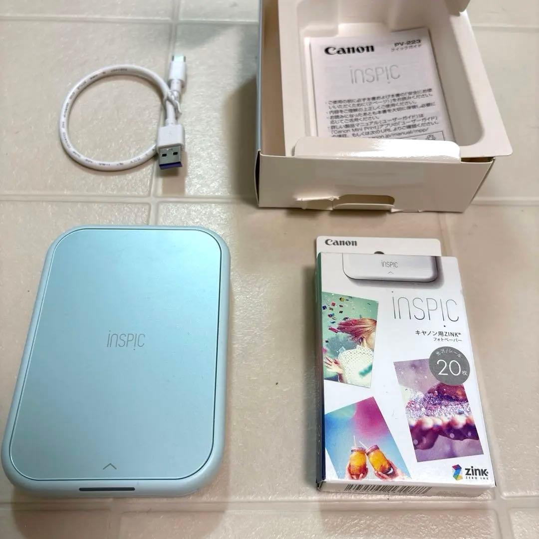Canon iNSPiC PV-223-BL ブルー スマホプリンター Amazon.co.jp: 【セット買い】キヤノン Canon スマホ専用ミニフォト