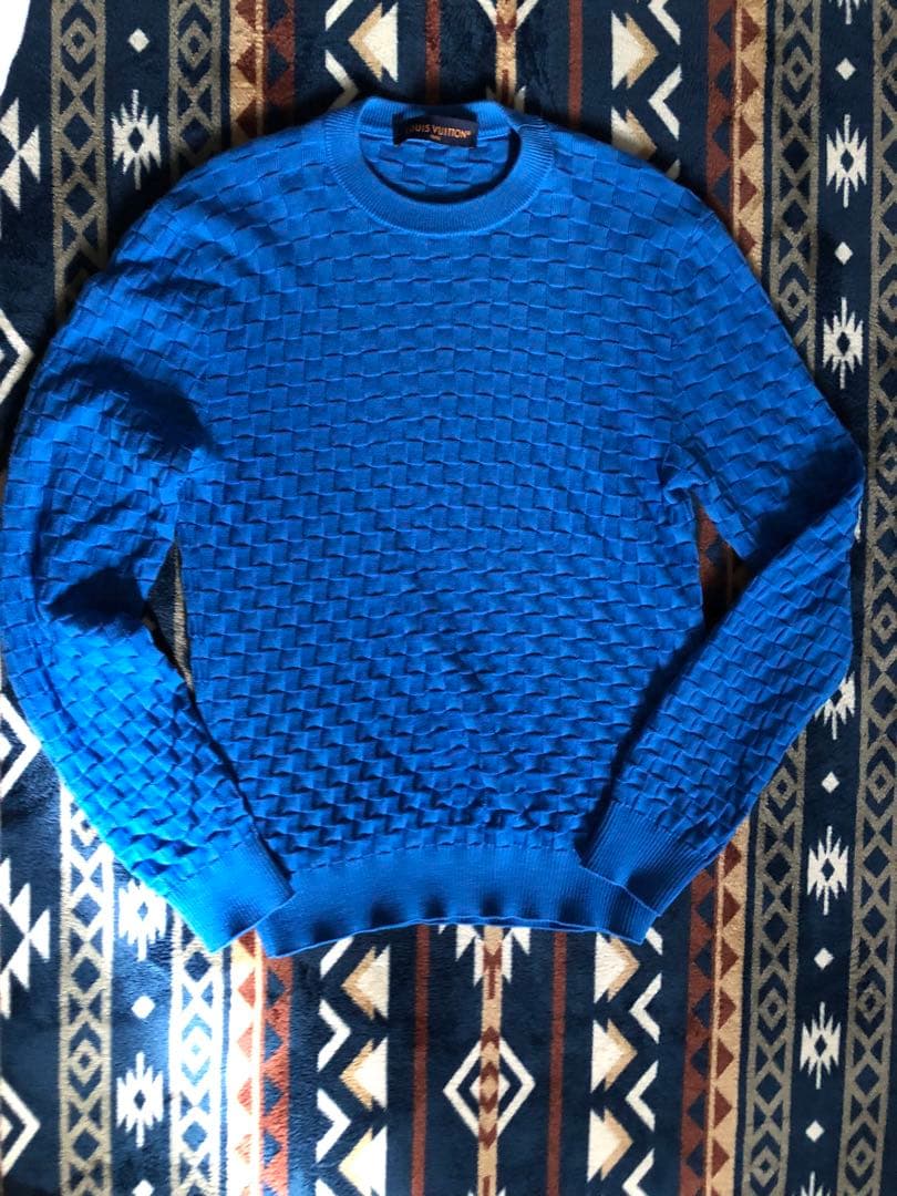 美品 ルイヴィトン ダミエ ニット セーター ブルー 青 HJN40W M - メルカリ