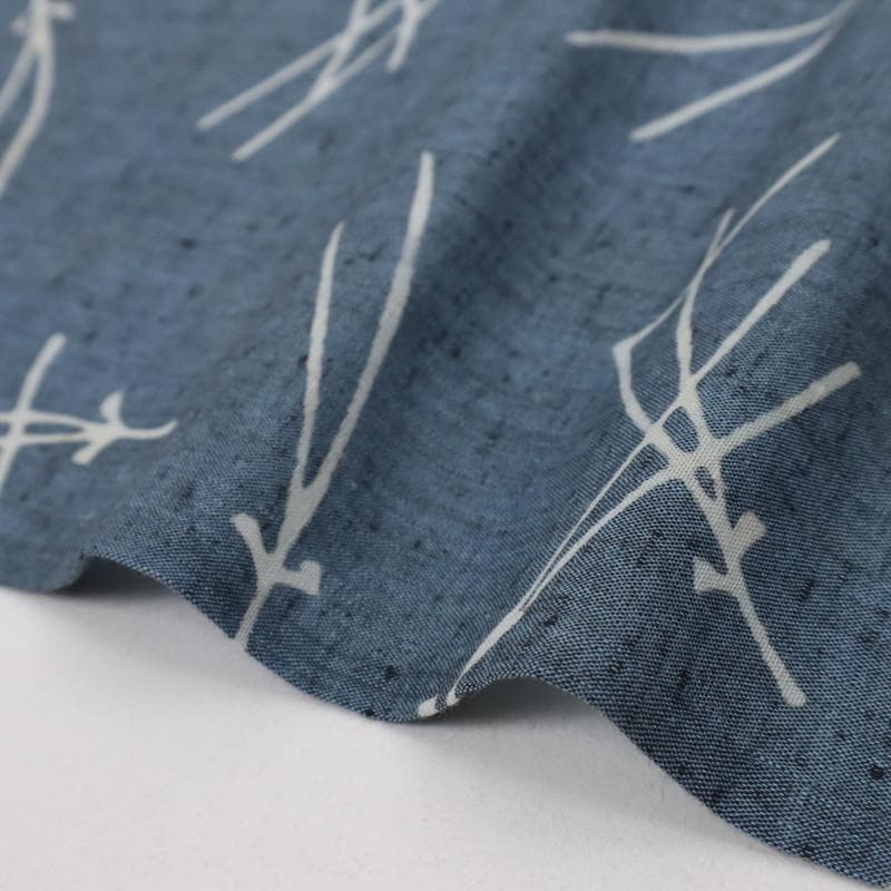 《浴衣■綿紬◆シンプルこぼれ松葉■灰青◆木綿■◆夏着物◆UH8-13》