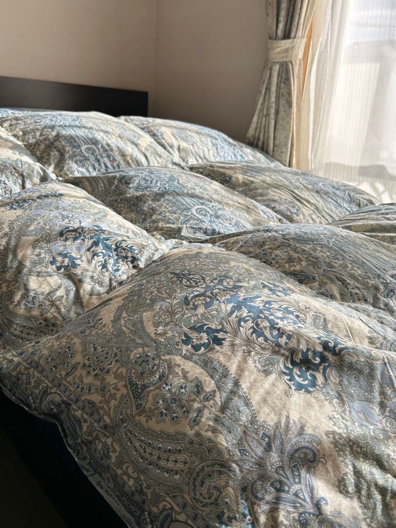 羽毛掛布団プレミアムダウンウォッシュ方式リフォーム1.4㎏ブルー花150×210 西川プレミアム 羽毛掛けふとん[グース][「おひさまの羽毛」nishikawa