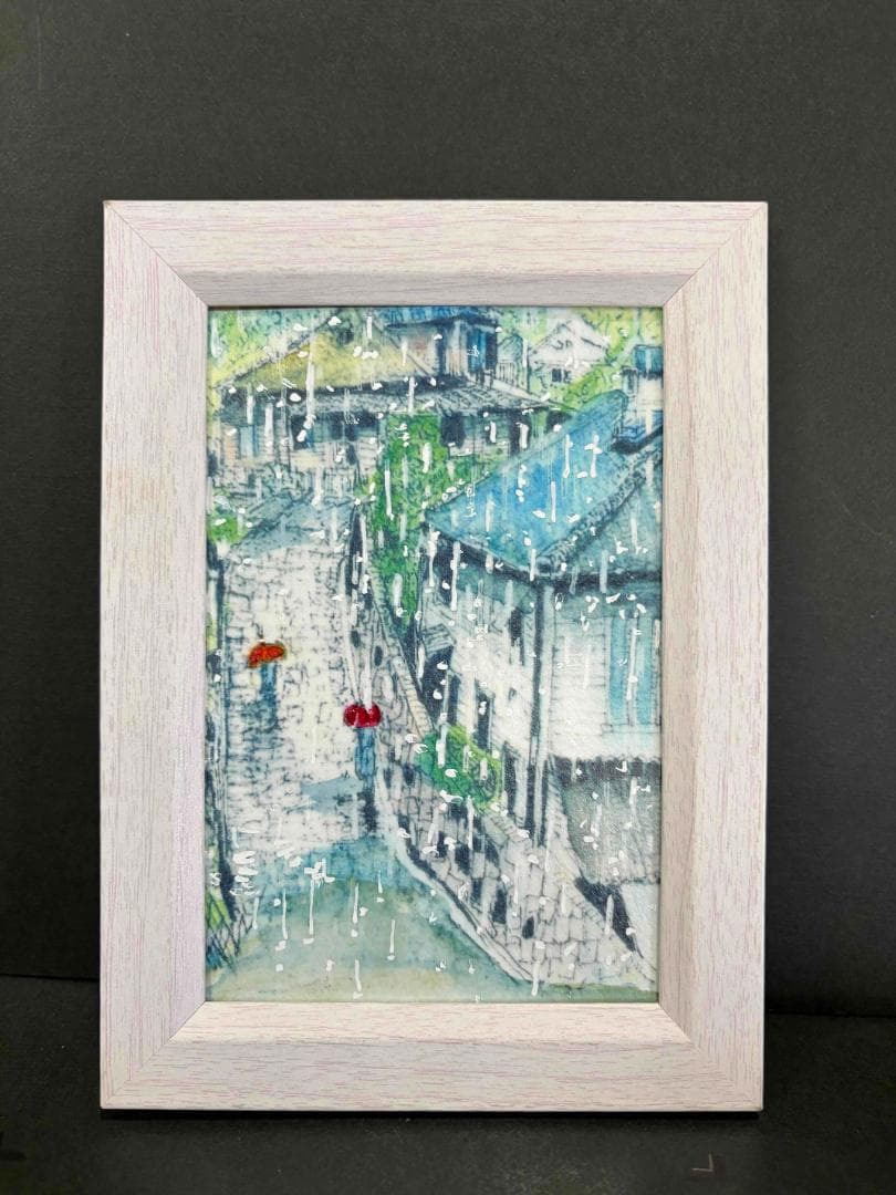 小さな水彩画原画 春のみぞれ 長崎 東山手の坂 7473 - メルカリ